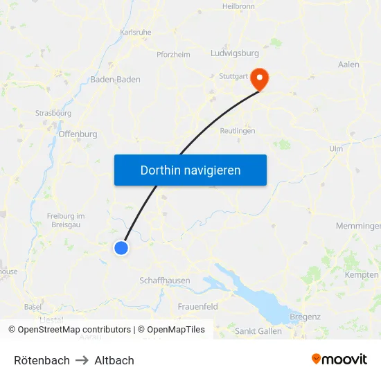 Rötenbach to Altbach map