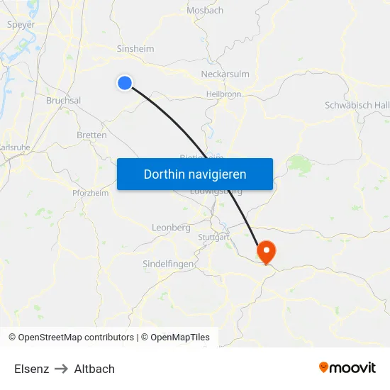 Elsenz to Altbach map