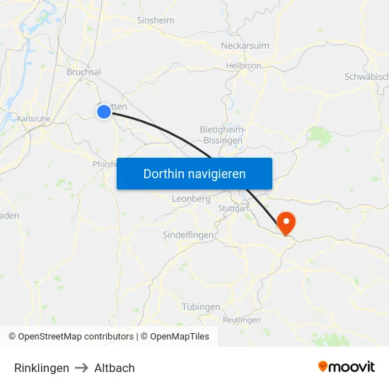 Rinklingen to Altbach map