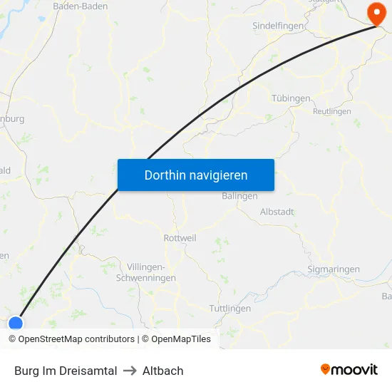 Burg Im Dreisamtal to Altbach map