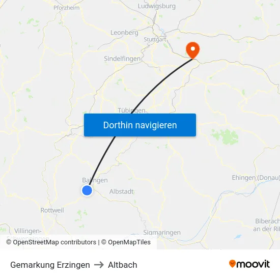 Gemarkung Erzingen to Altbach map