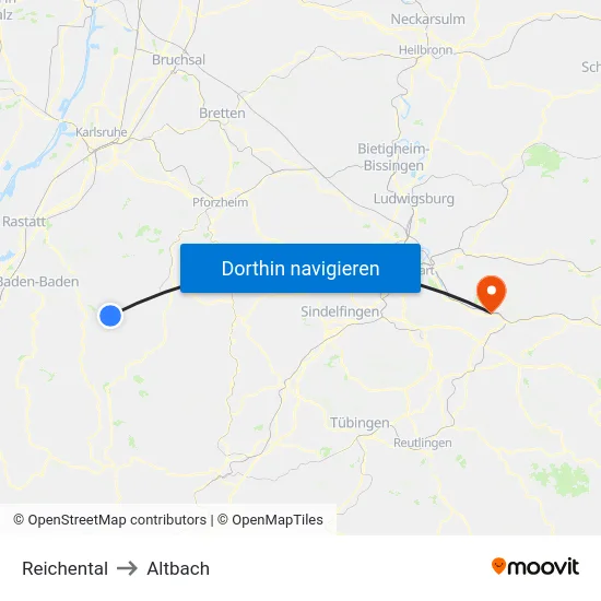 Reichental to Altbach map