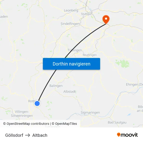 Göllsdorf to Altbach map