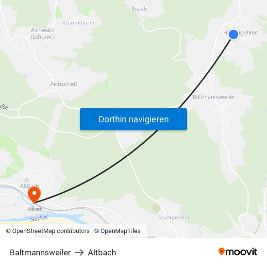 Baltmannsweiler to Altbach map