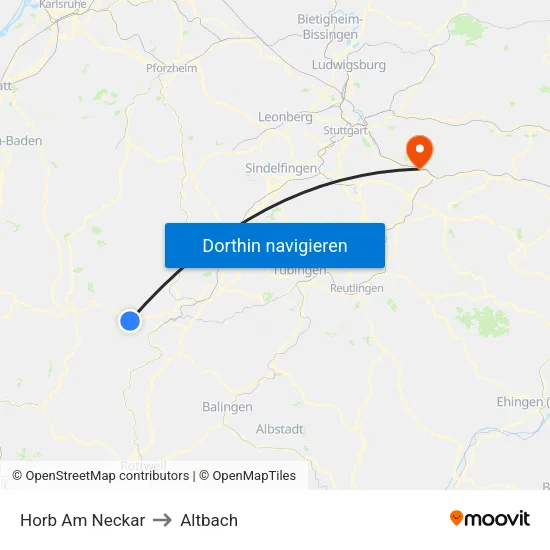 Horb Am Neckar to Altbach map