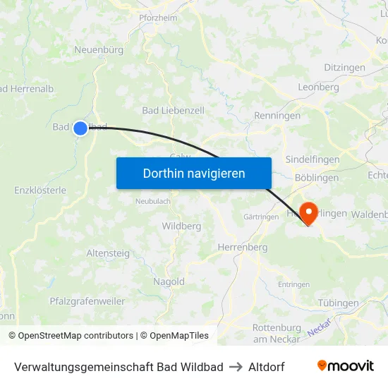 Verwaltungsgemeinschaft Bad Wildbad to Altdorf map
