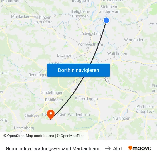 Gemeindeverwaltungsverband Marbach am Neckar to Altdorf map