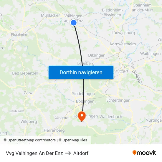 Vvg Vaihingen An Der Enz to Altdorf map
