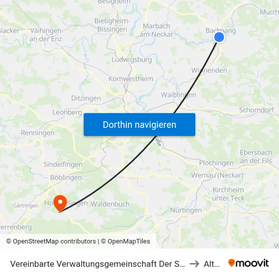 Vereinbarte Verwaltungsgemeinschaft Der Stadt Backnang to Altdorf map