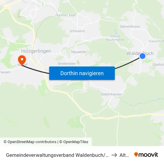 Gemeindeverwaltungsverband Waldenbuch/Steinenbronn to Altdorf map