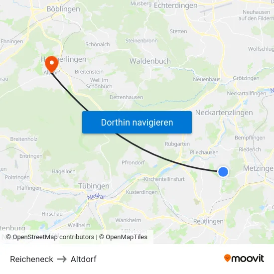 Reicheneck to Altdorf map