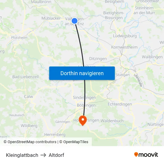 Kleinglattbach to Altdorf map