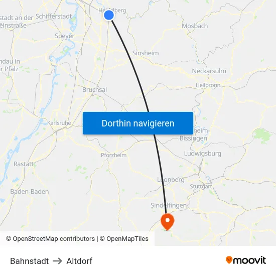 Bahnstadt to Altdorf map
