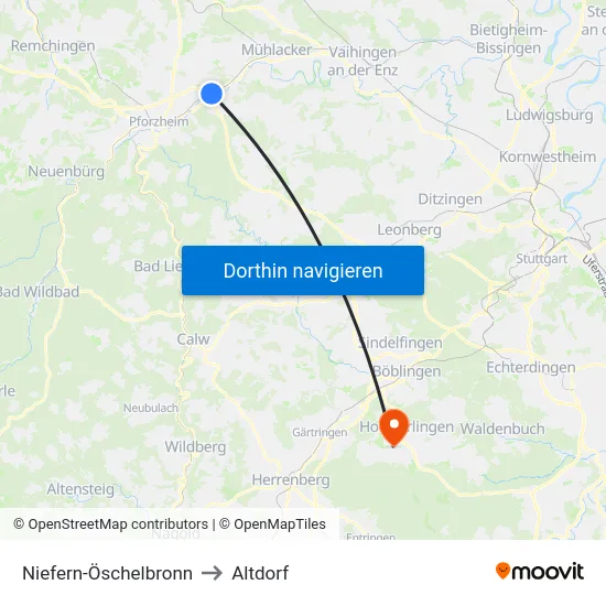 Niefern-Öschelbronn to Altdorf map
