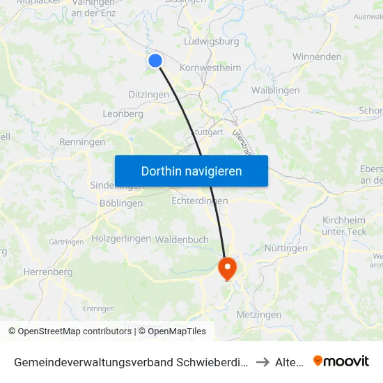 Gemeindeverwaltungsverband Schwieberdingen-Hemmingen to Altenriet map