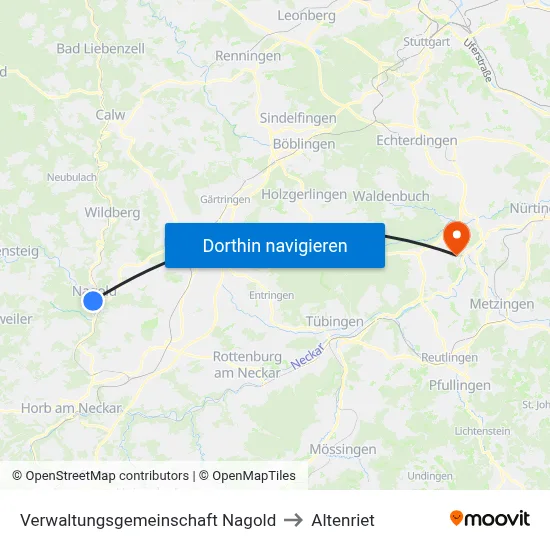 Verwaltungsgemeinschaft Nagold to Altenriet map
