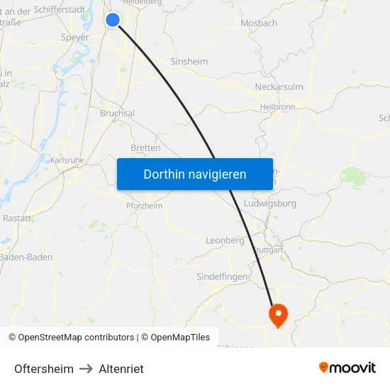 Oftersheim to Altenriet map