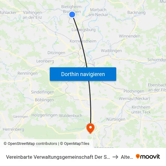 Vereinbarte Verwaltungsgemeinschaft Der Stadt Bietigheim-Bissingen to Altenriet map