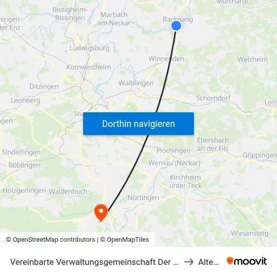 Vereinbarte Verwaltungsgemeinschaft Der Stadt Backnang to Altenriet map