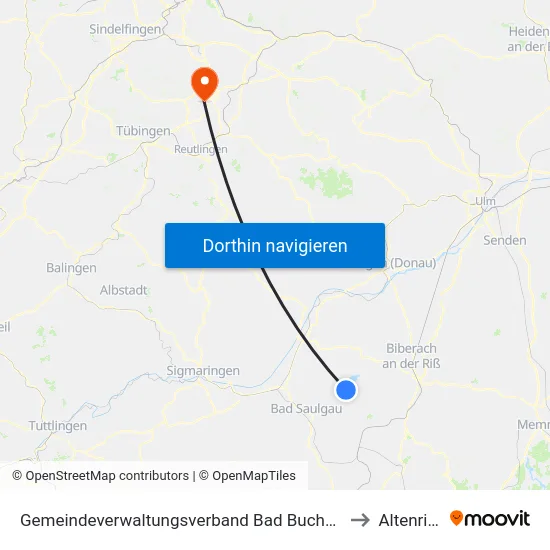 Gemeindeverwaltungsverband Bad Buchau to Altenriet map