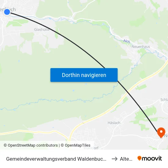 Gemeindeverwaltungsverband Waldenbuch/Steinenbronn to Altenriet map