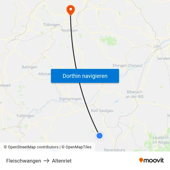 Fleischwangen to Altenriet map