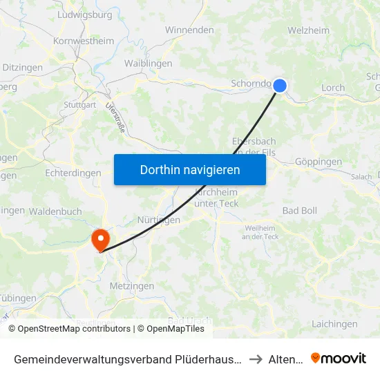 Gemeindeverwaltungsverband Plüderhausen-Urbach to Altenriet map