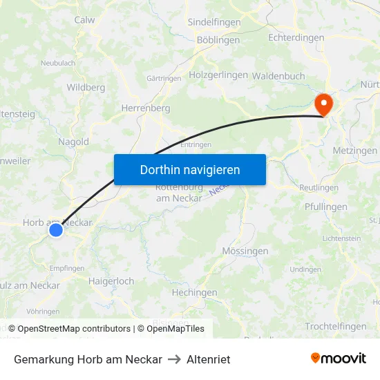 Gemarkung Horb am Neckar to Altenriet map