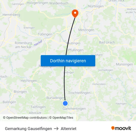 Gemarkung Gauselfingen to Altenriet map