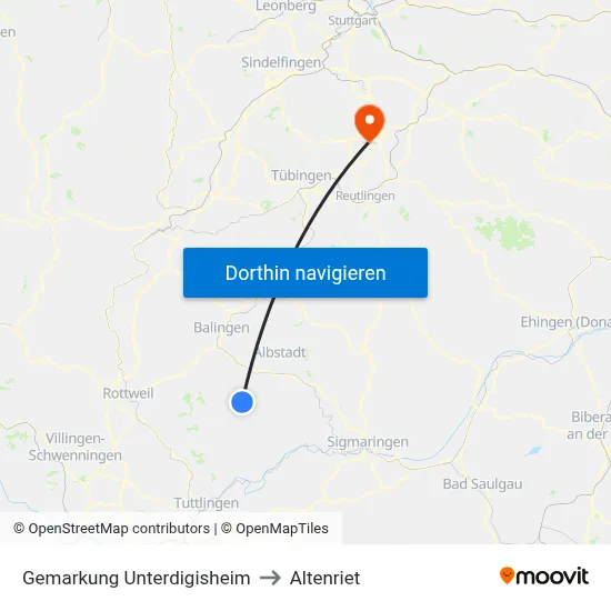 Gemarkung Unterdigisheim to Altenriet map