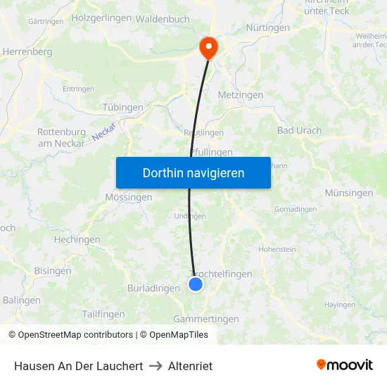 Hausen An Der Lauchert to Altenriet map