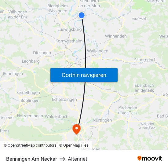 Benningen Am Neckar to Altenriet map