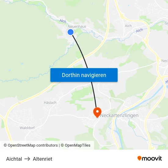 Aichtal to Altenriet map