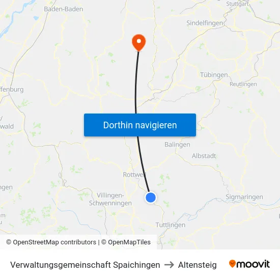 Verwaltungsgemeinschaft Spaichingen to Altensteig map