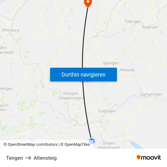 Tengen to Altensteig map