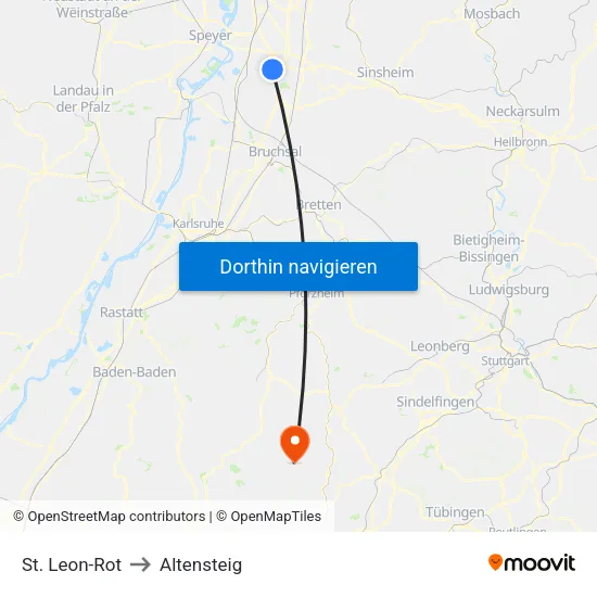 St. Leon-Rot to Altensteig map