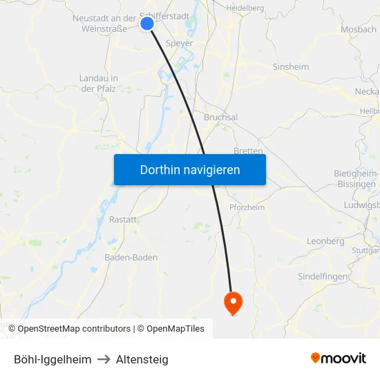 Böhl-Iggelheim to Altensteig map