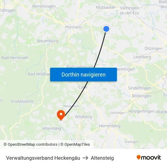 Verwaltungsverband Heckengäu to Altensteig map