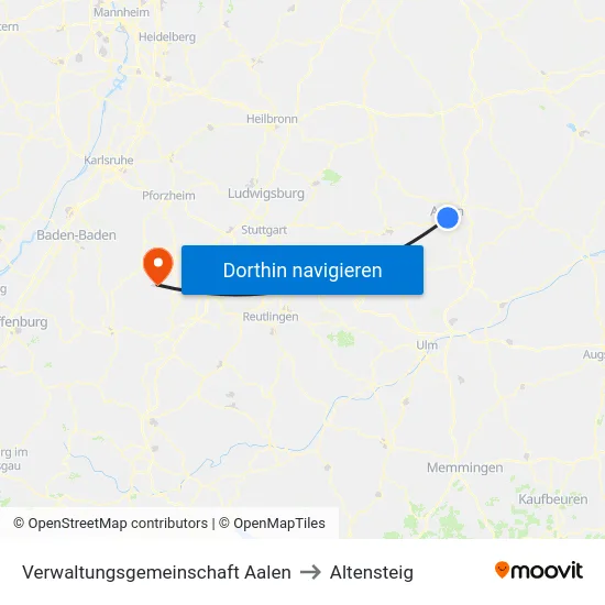 Verwaltungsgemeinschaft Aalen to Altensteig map