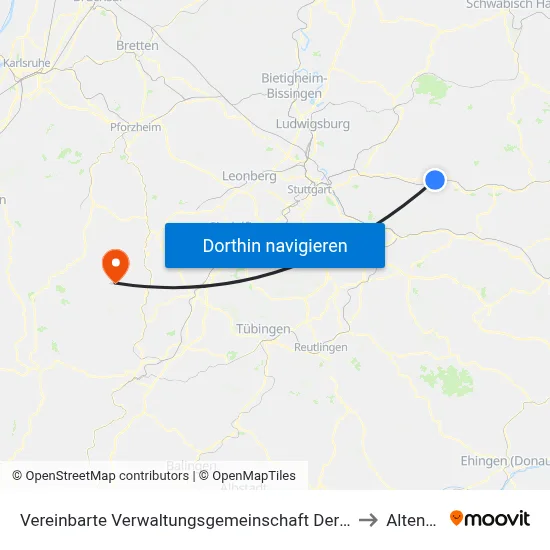 Vereinbarte Verwaltungsgemeinschaft Der Stadt Schorndorf to Altensteig map