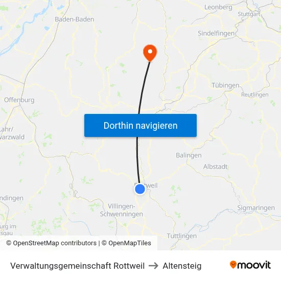 Verwaltungsgemeinschaft Rottweil to Altensteig map