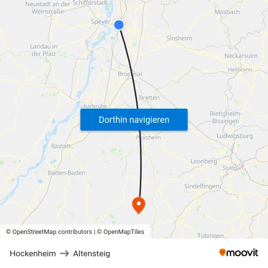 Hockenheim to Altensteig map