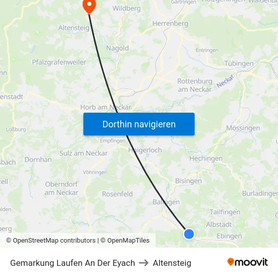 Gemarkung Laufen An Der Eyach to Altensteig map