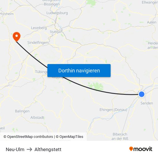 Neu-Ulm to Althengstett map