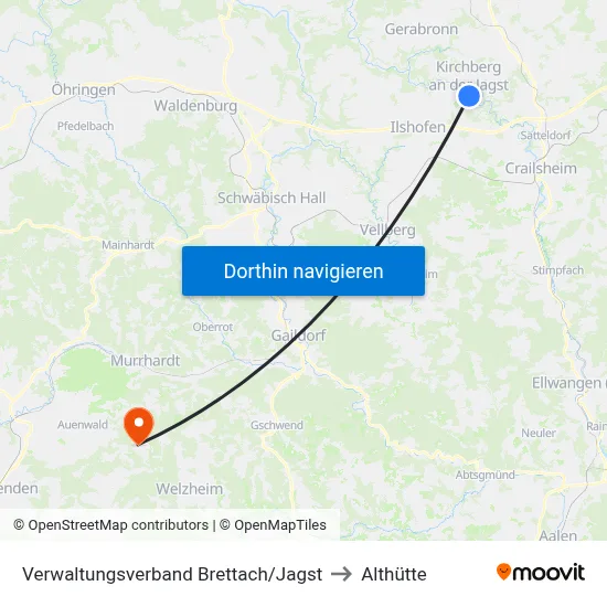 Verwaltungsverband Brettach/Jagst to Althütte map