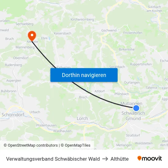 Verwaltungsverband Schwäbischer Wald to Althütte map
