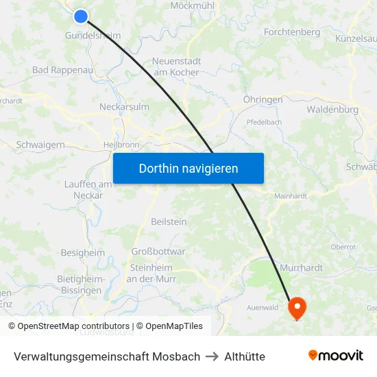 Verwaltungsgemeinschaft Mosbach to Althütte map