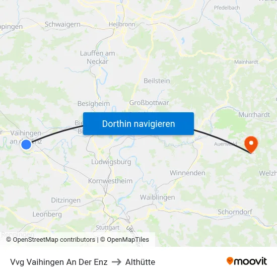 Vvg Vaihingen An Der Enz to Althütte map