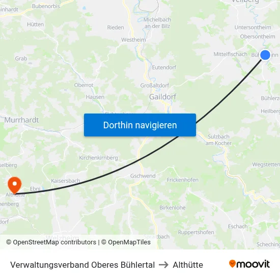 Verwaltungsverband Oberes Bühlertal to Althütte map