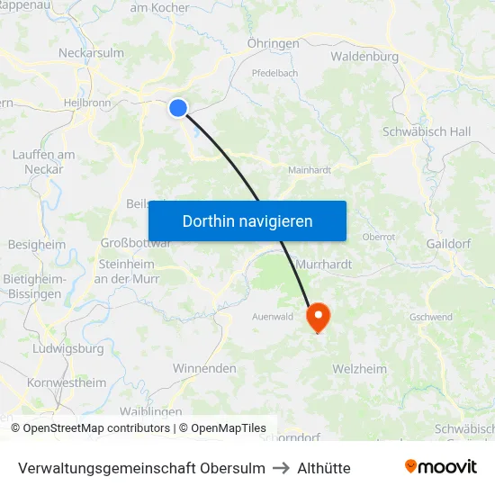 Verwaltungsgemeinschaft Obersulm to Althütte map